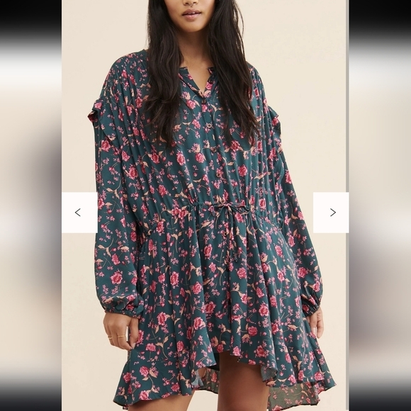 Free People Dresses & Skirts - Free People Womens Small Dress Flower Field Oversized Floral Long Sleeve
